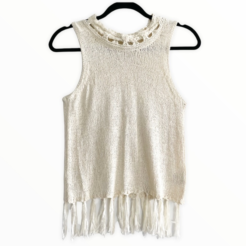 Anthropologie Pepin Boho Fringe Sweater Vest Size XSmall - Picture 1 of 7